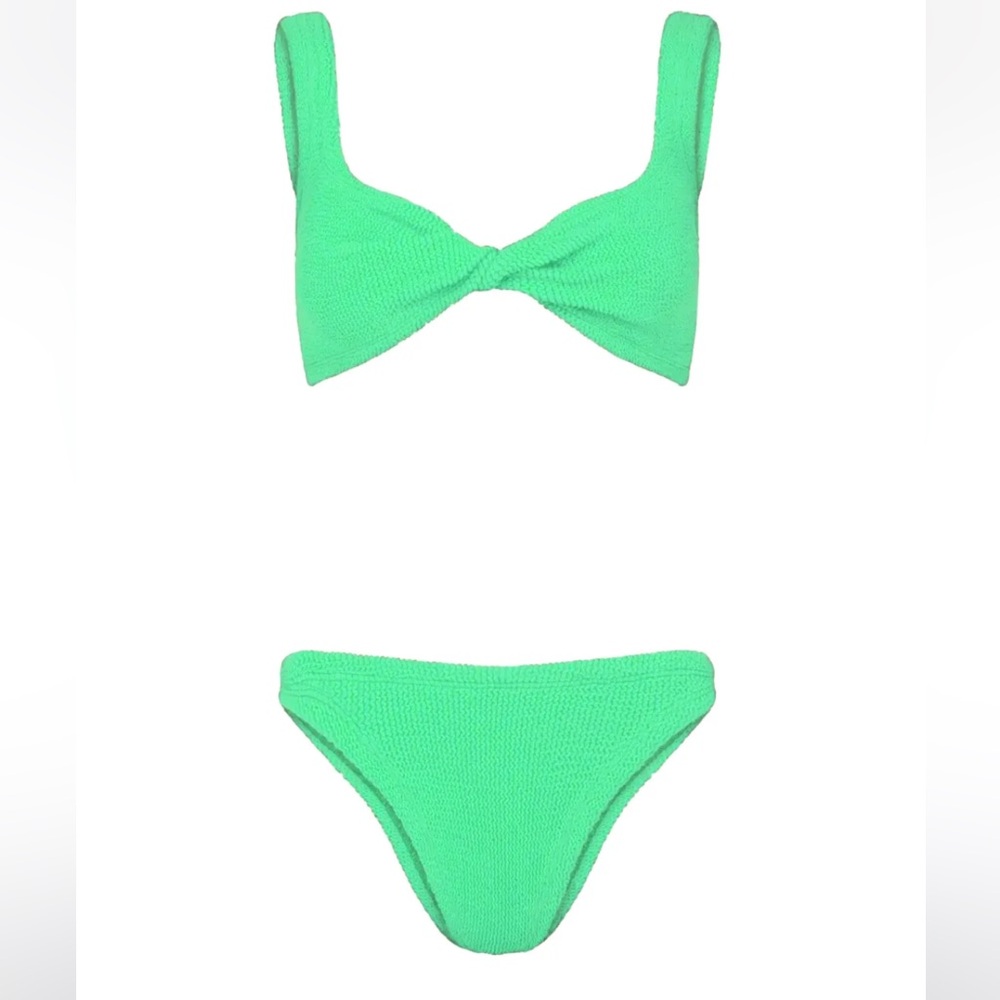Hunza G Juno crinkle bikini in lime green